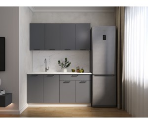 Кухня "Валерия" МДФ Графит Софт 1.6м.